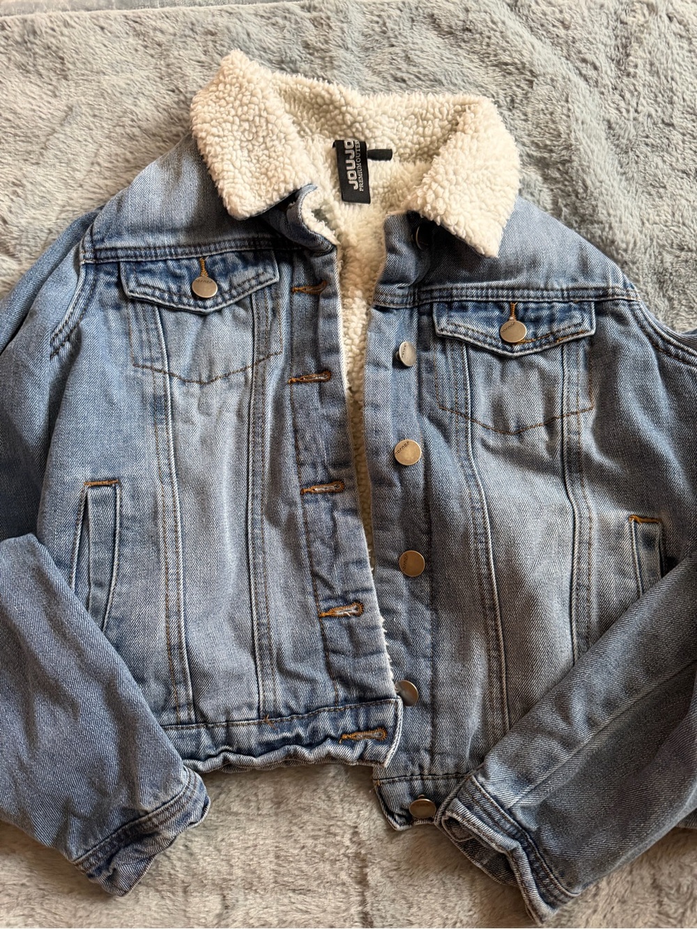 Denim Sherpa-Lined Jacket - Light Blue